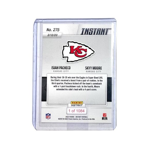 2022 Panini Instant Isiah Pacheco/Skyy Moore SUPER BOWL LVII KC #275 RC 1/1084 - Picture 11 of 13